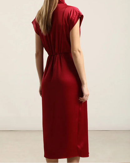 Vestido Satin Midi Lazada Burdeo