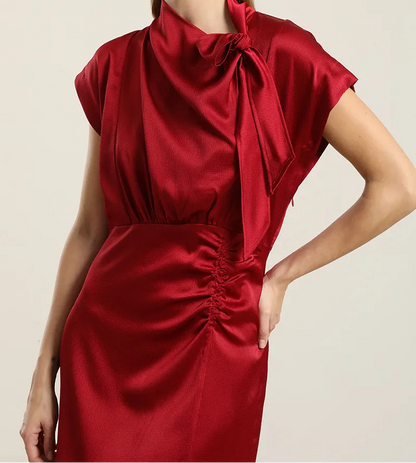 Vestido Satin Midi Lazada Burdeo