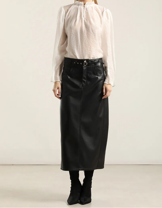 Blusa Mujer Semitransparente Boton Joya Crudo