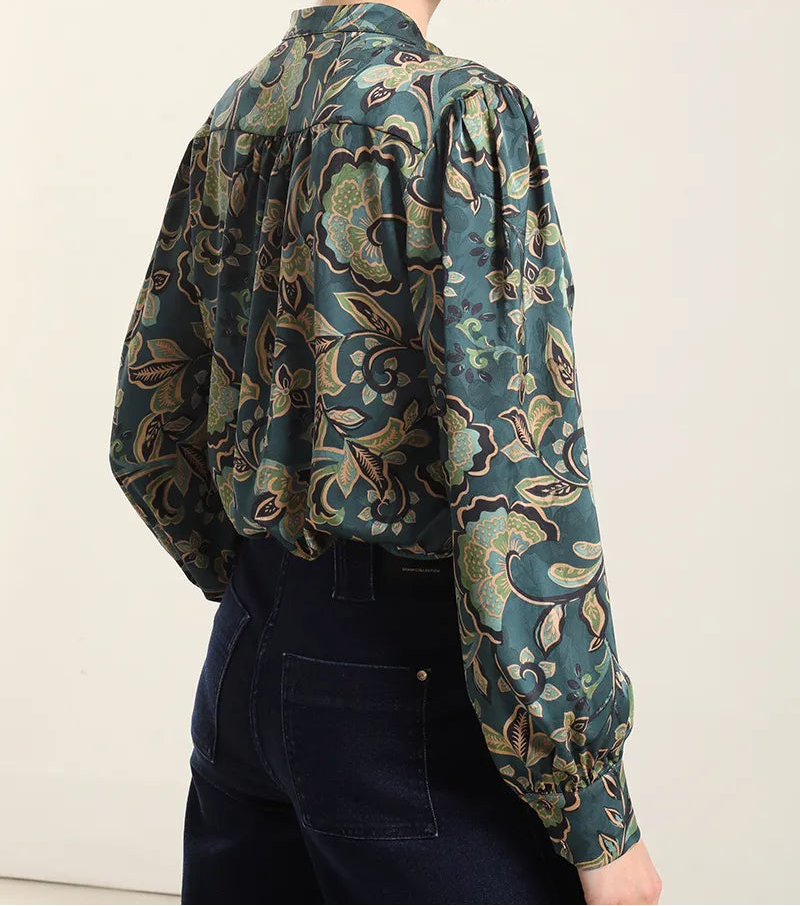 Blusa Mujer Satin Estampado Lazada Verde