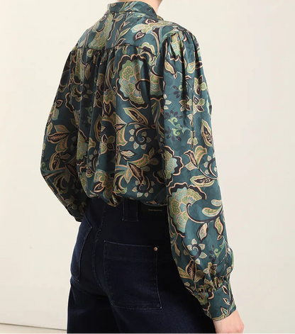 Blusa Mujer Satin Estampado Lazada Verde