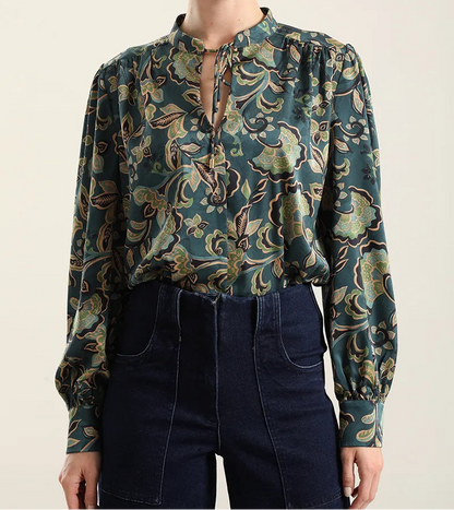 Blusa Mujer Satin Estampado Lazada Verde