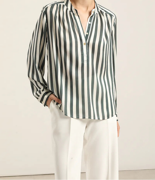 Blusa Mujer Satin Listado Verde