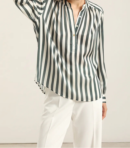 Blusa Mujer Satin Listado Verde
