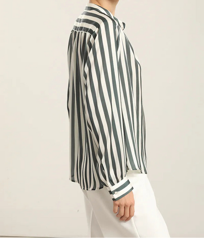 Blusa Mujer Satin Listado Verde