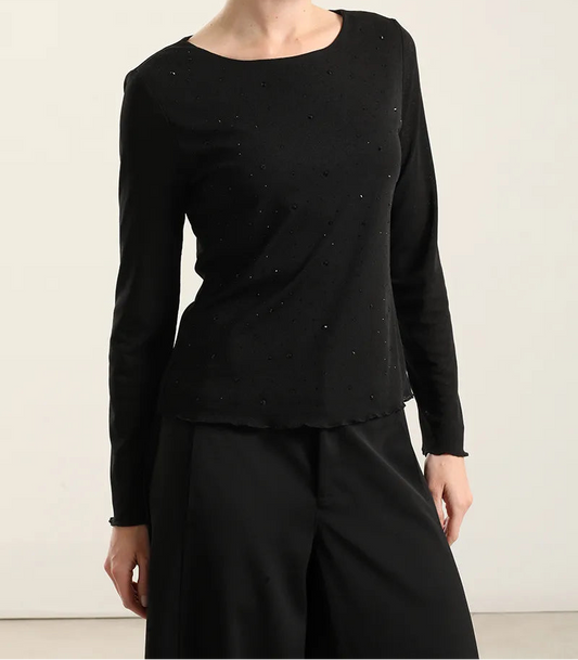 Top Mujer Aplicacion Strass Negro