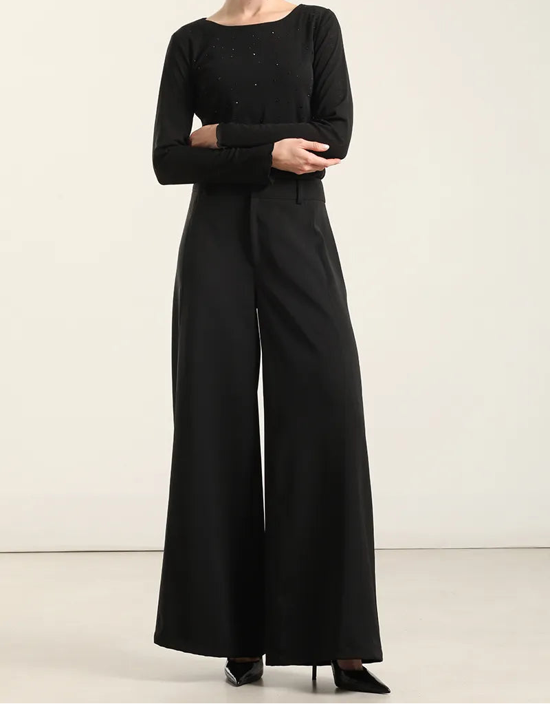Top Mujer Aplicacion Strass Negro