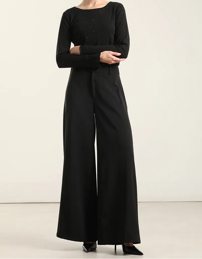 Top Mujer Aplicacion Strass Negro