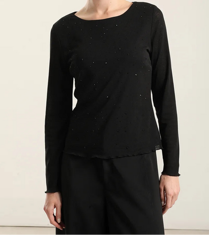 Top Mujer Aplicacion Strass Negro