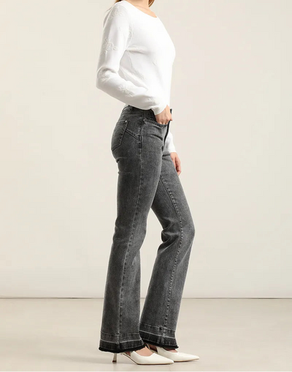 Jeans Mujer Bootcut Tiro Medio Gris