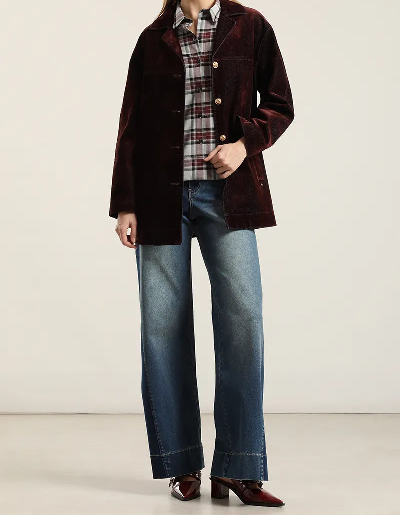Jeans Mujer Palazzo Contraste Azul