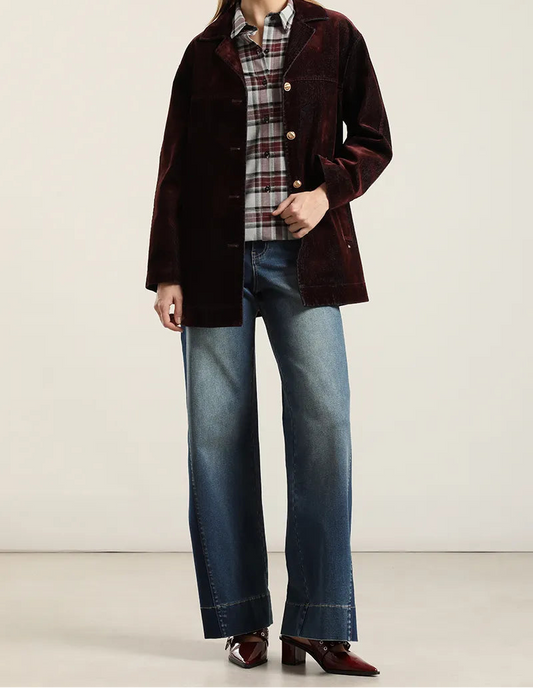 Jeans Mujer Palazzo Contraste Azul