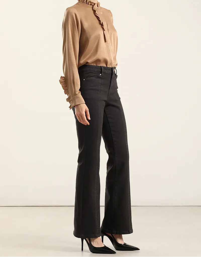 Jeans Mujer Color Bootcut Negro