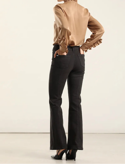 Jeans Mujer Color Bootcut Negro