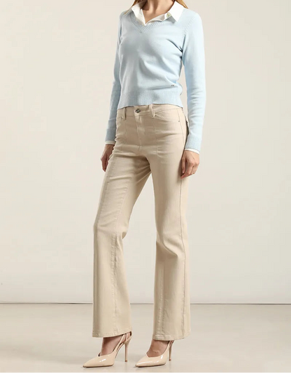 Jeans Mujer Color Bootcut Beige