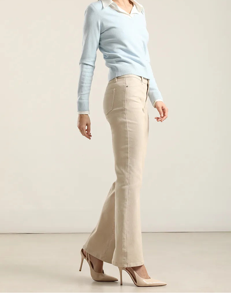 Jeans Mujer Color Bootcut Beige