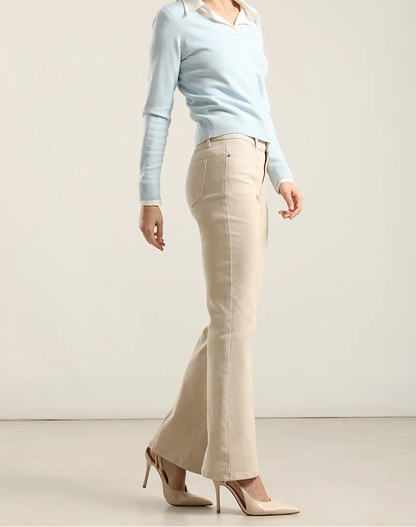 Jeans Mujer Color Bootcut Beige