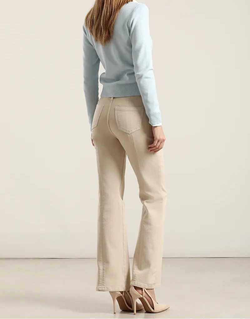 Jeans Mujer Color Bootcut Beige