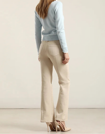 Jeans Mujer Color Bootcut Beige