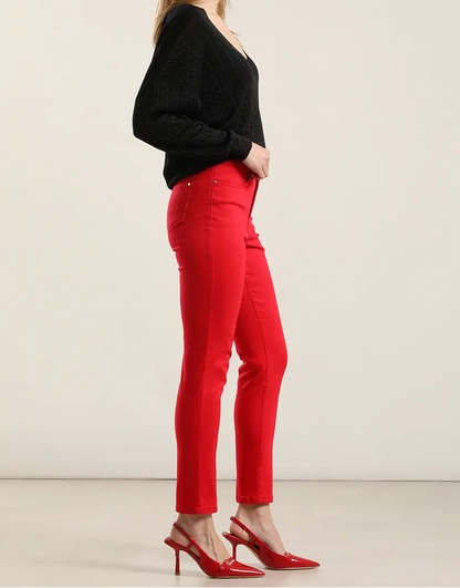 Jeans Mujer Color Skinny Rojo