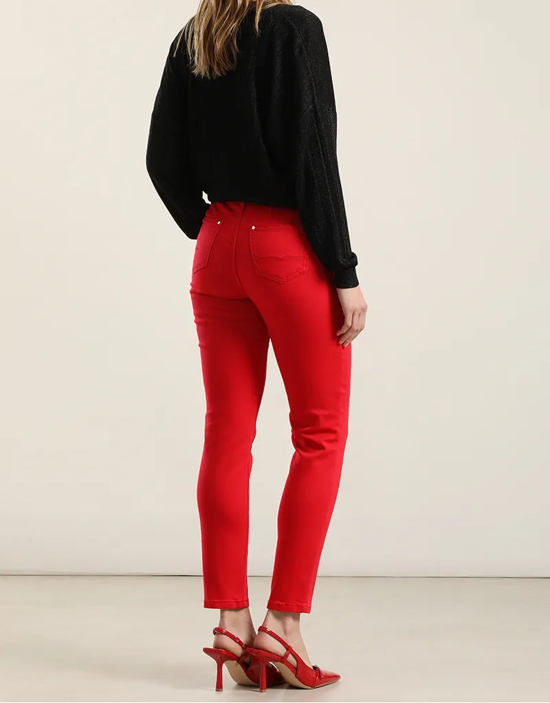 Jeans Mujer Color Skinny Rojo