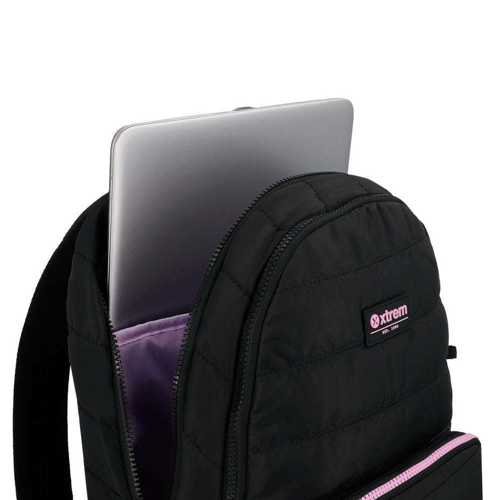 Mochila Para Notebook Mujer  14" Hamilton Negra-Lila