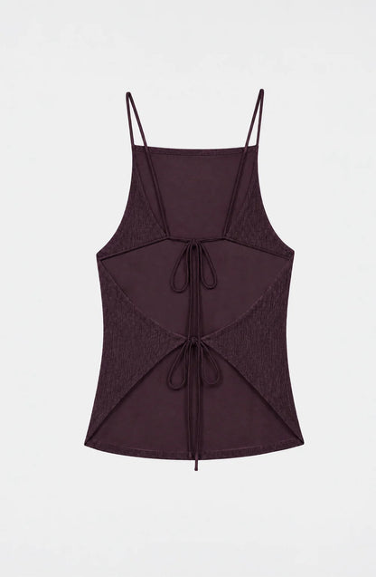 Top Mujer Drapeado Sin Espalda Burgundy