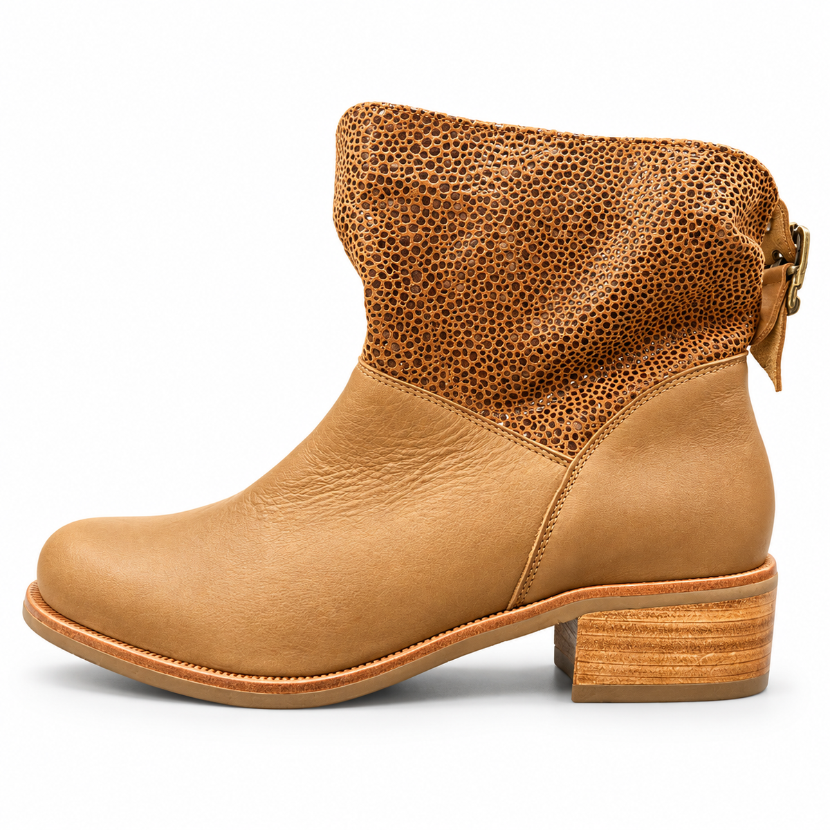 Botin Mujer Cuero Habano