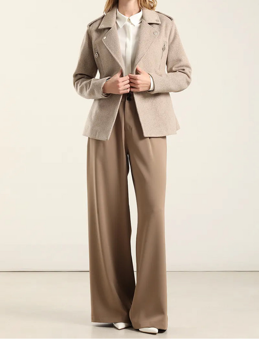 Chaqueta Mujer Biker Muflon Fantasia Beige