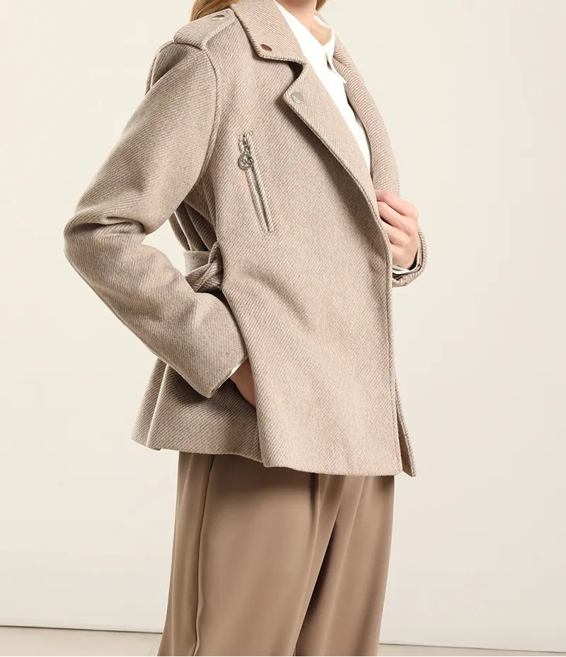 Chaqueta Mujer Biker Muflon Fantasia Beige