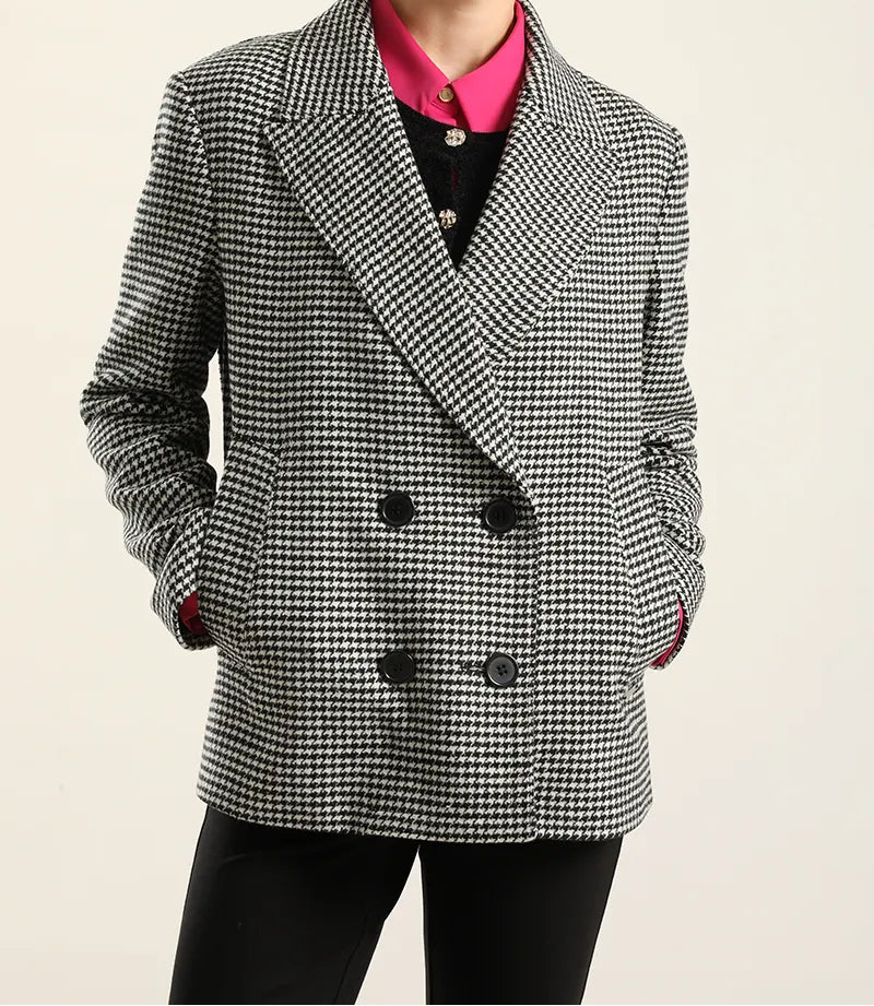 Chaqueta Hombre Pied De Poule Negro