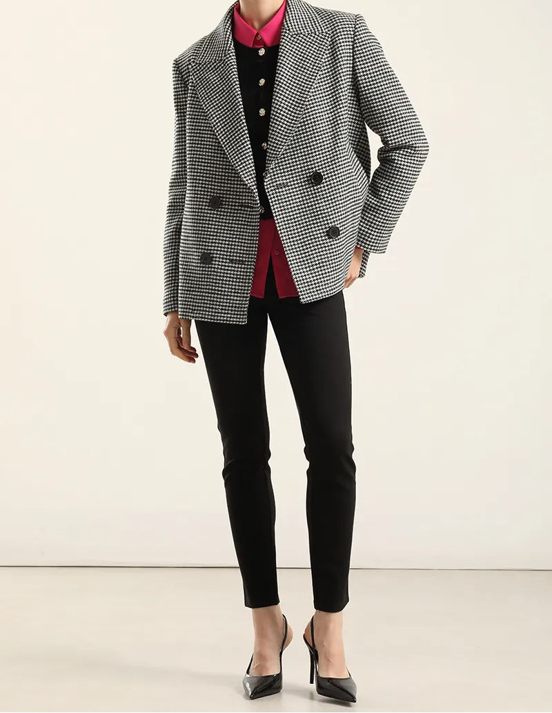 Chaqueta Hombre Pied De Poule Negro
