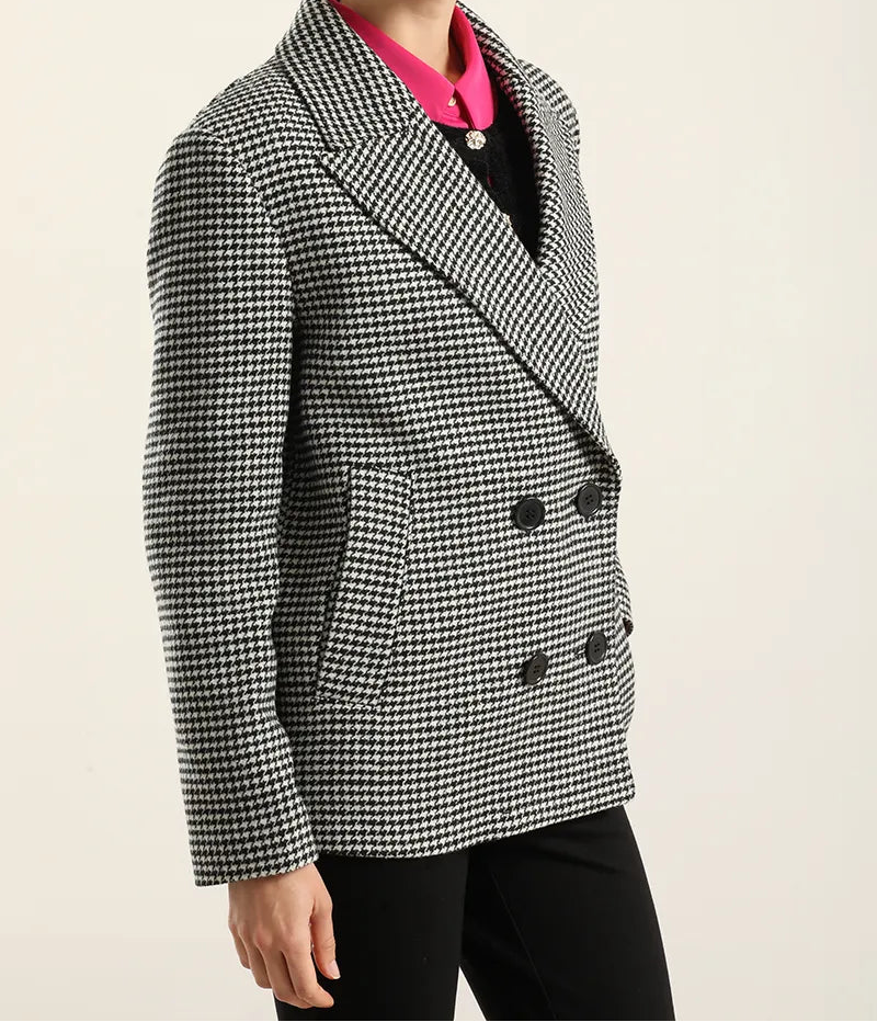 Chaqueta Hombre Pied De Poule Negro