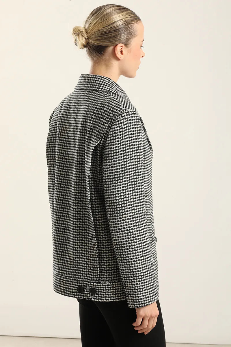 Chaqueta Hombre Pied De Poule Negro