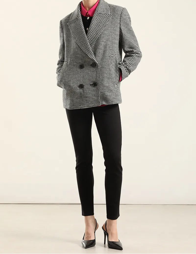 Chaqueta Hombre Pied De Poule Negro