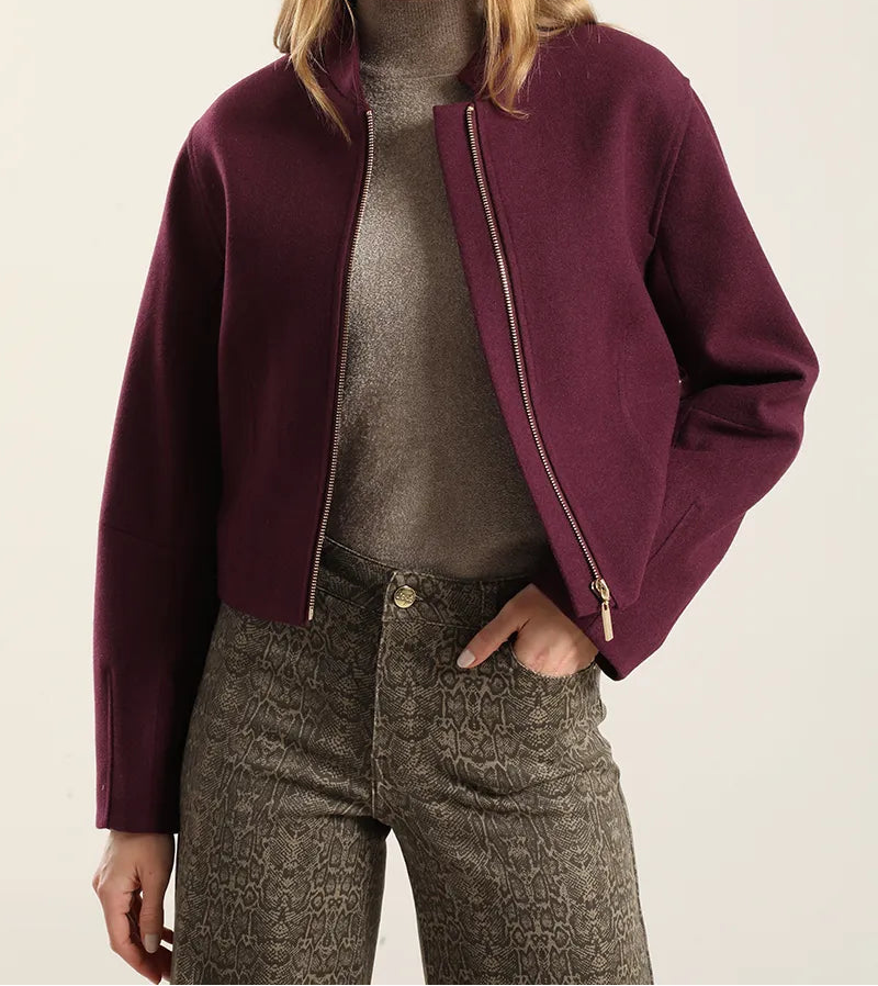 Chaqueta Hombre Bomber Muflon Melange Ciruela