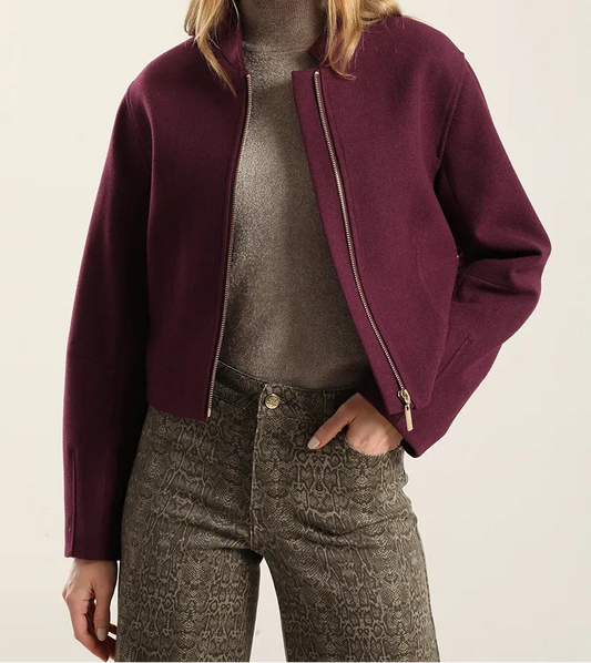 Chaqueta Hombre Bomber Muflon Melange Ciruela