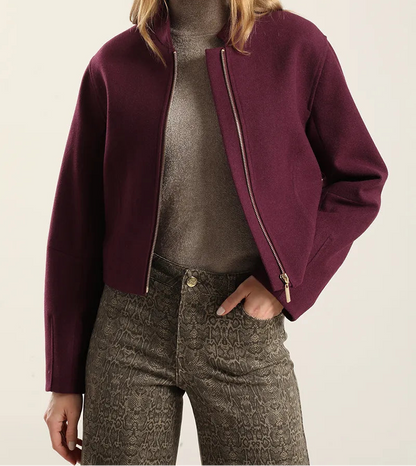 Chaqueta Hombre Bomber Muflon Melange Ciruela