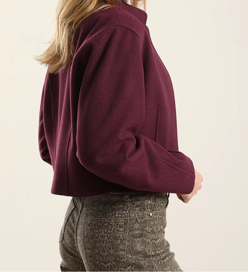 Chaqueta Hombre Bomber Muflon Melange Ciruela