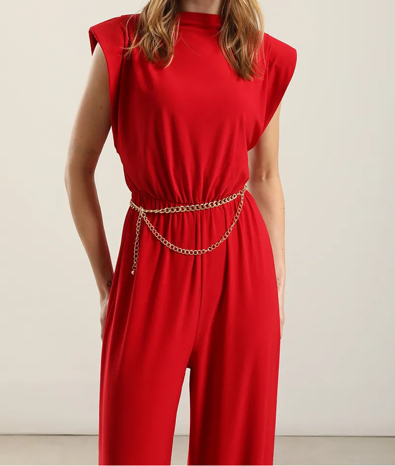 Enterito Mujer Ancho Con Hombrera Rojo