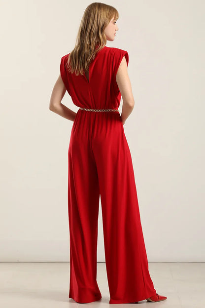 Enterito Mujer Ancho Con Hombrera Rojo