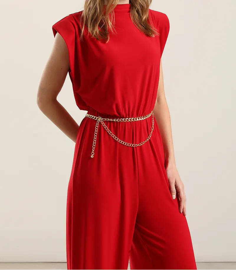 Enterito Mujer Ancho Con Hombrera Rojo