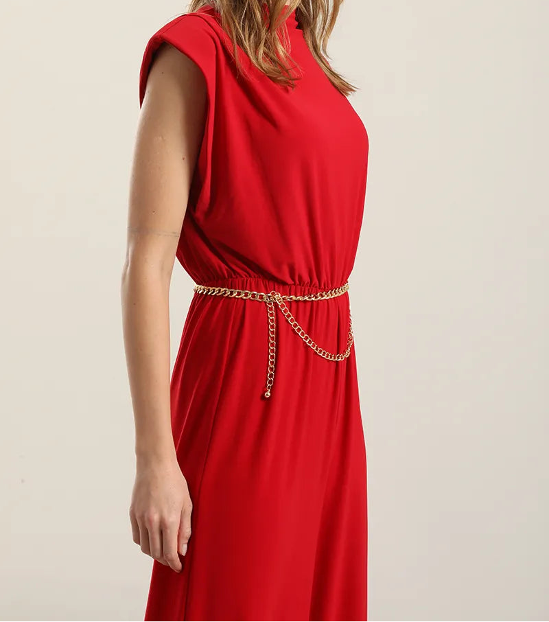 Enterito Mujer Ancho Con Hombrera Rojo