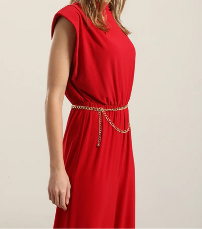 Enterito Mujer Ancho Con Hombrera Rojo