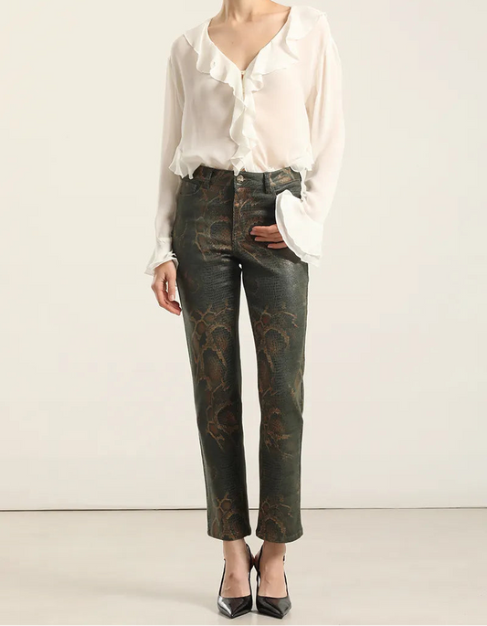 Pantalon Mujer Pitillo Folia Piton Verde