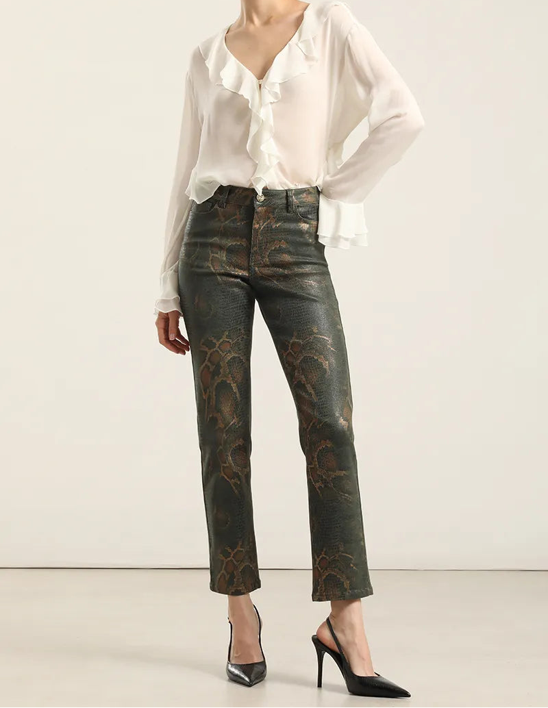 Pantalon Mujer Pitillo Folia Piton Verde