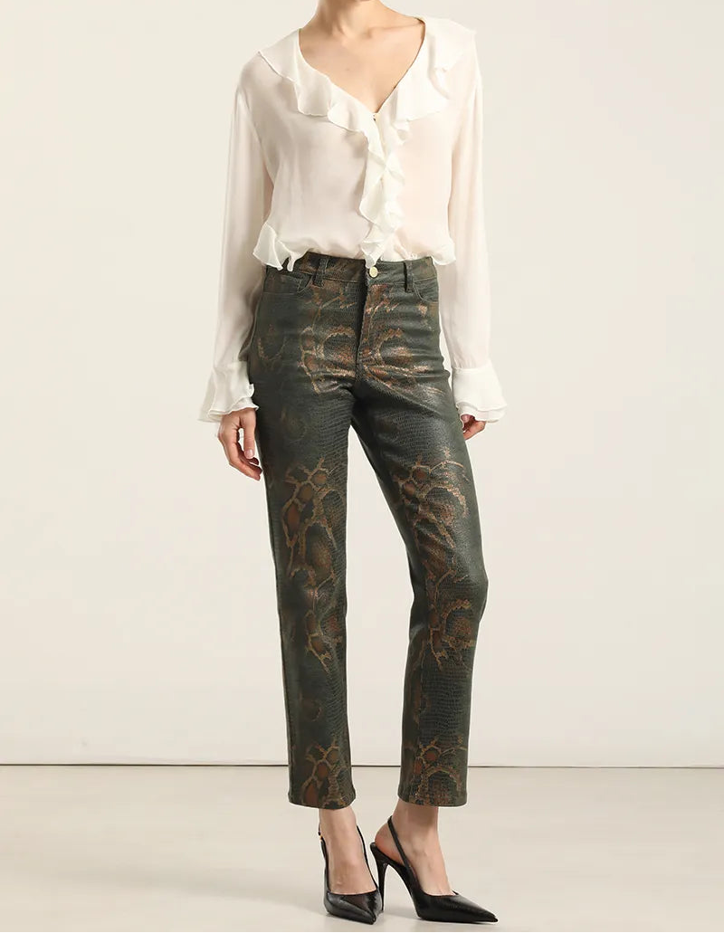 Pantalon Mujer Pitillo Folia Piton Verde