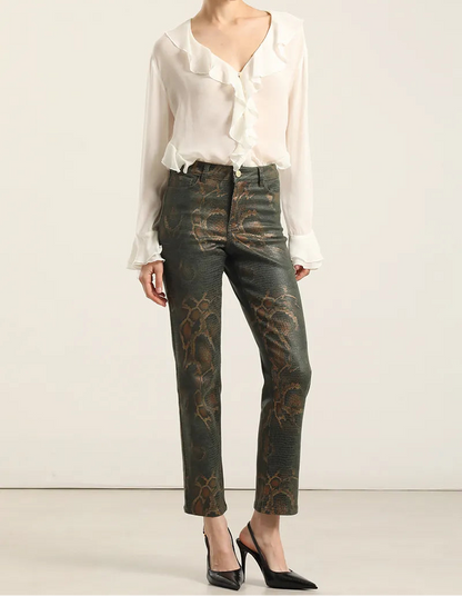 Pantalon Mujer Pitillo Folia Piton Verde