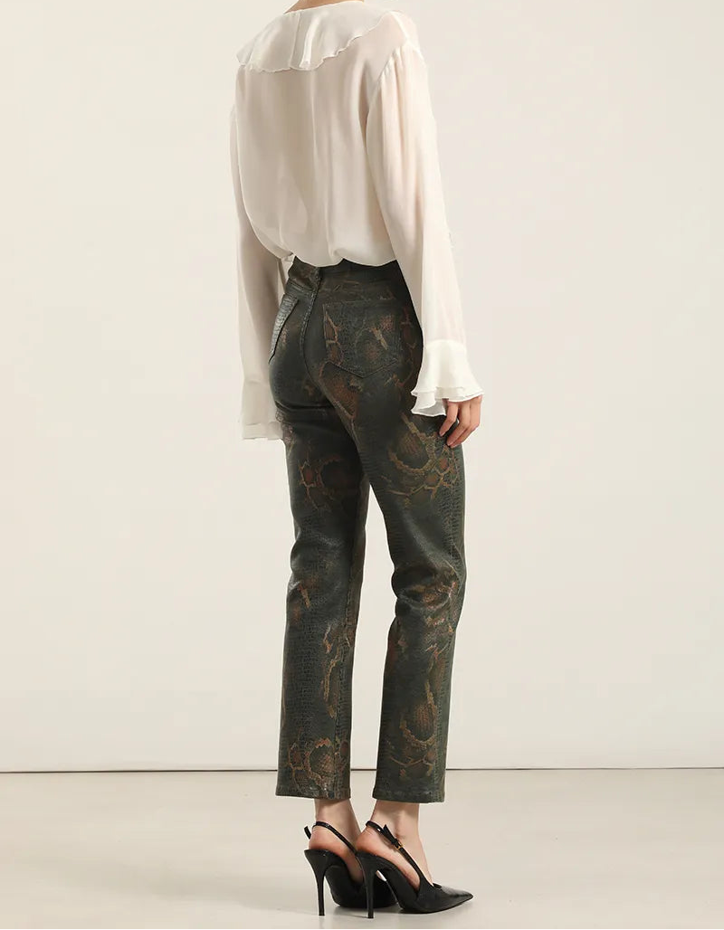 Pantalon Mujer Pitillo Folia Piton Verde