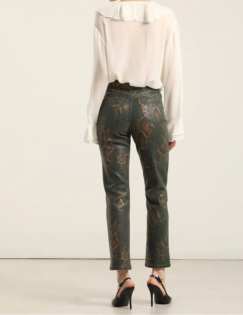 Pantalon Mujer Pitillo Folia Piton Verde